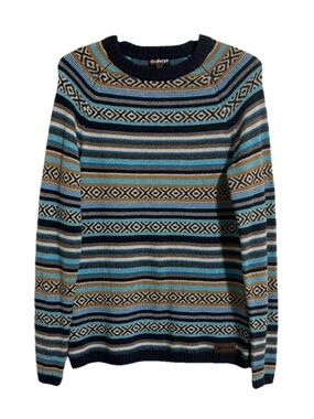 Striped Crewneck Sweater in Blue & Tan